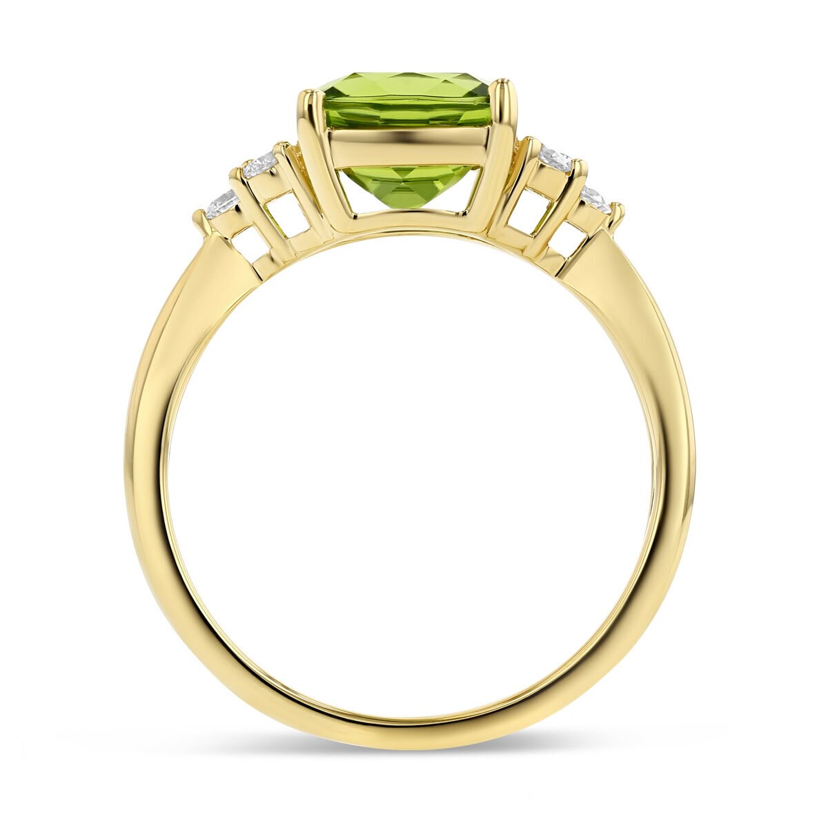 Peridot and Diamond 14ct Yellow Gold Ring