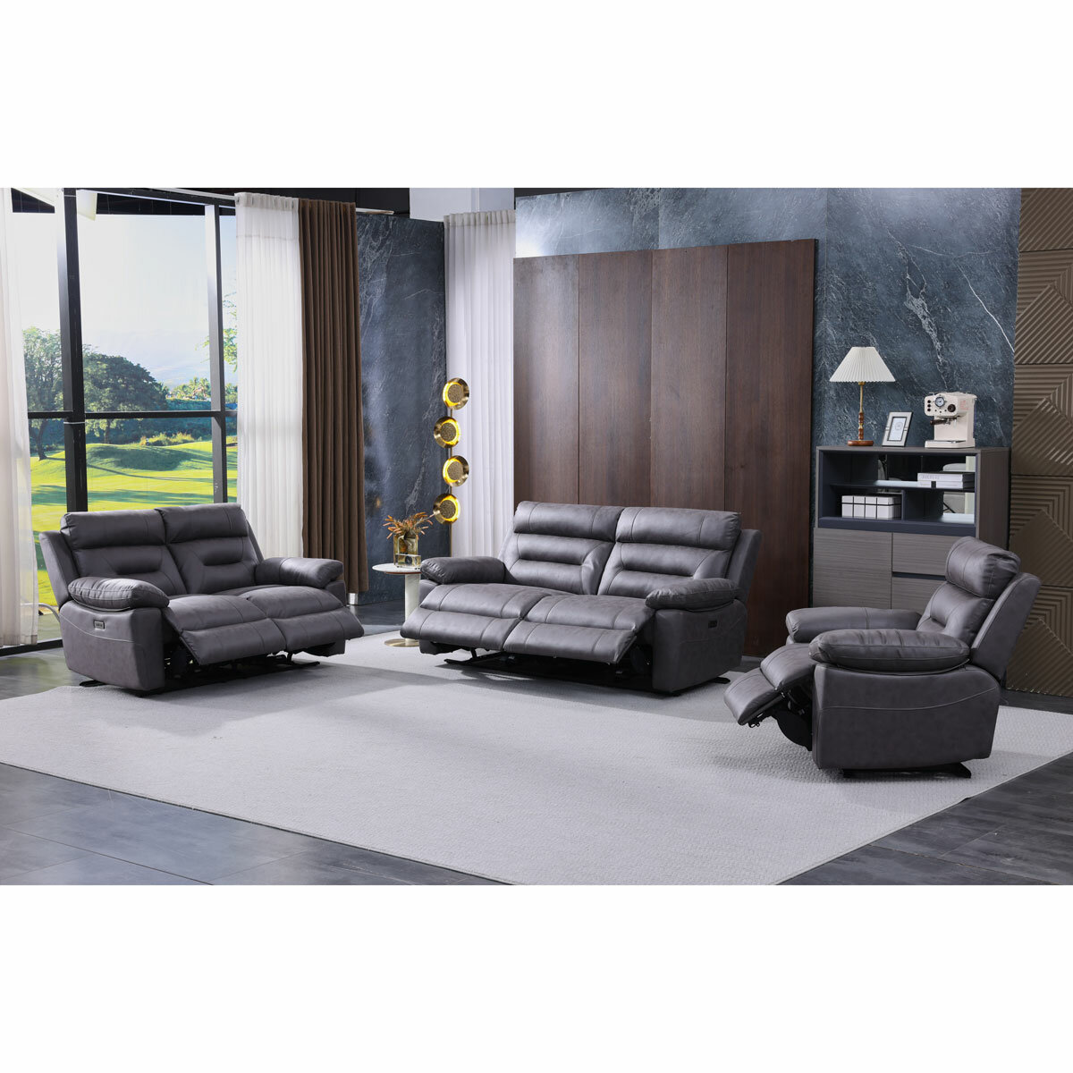 Lucca Grey Fabric Power Reclining 2 Seater Sofa