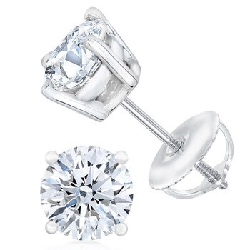 1.50ctw Round Brilliant Cut Diamond Stud Earrings, Platinum