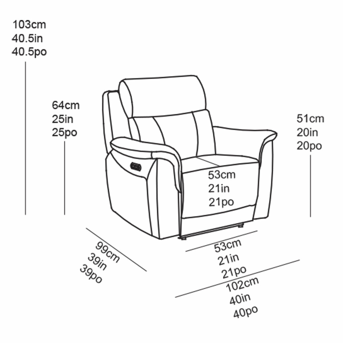 Oscar Grey Fabric Power Reclining Armchair with Power Headrest