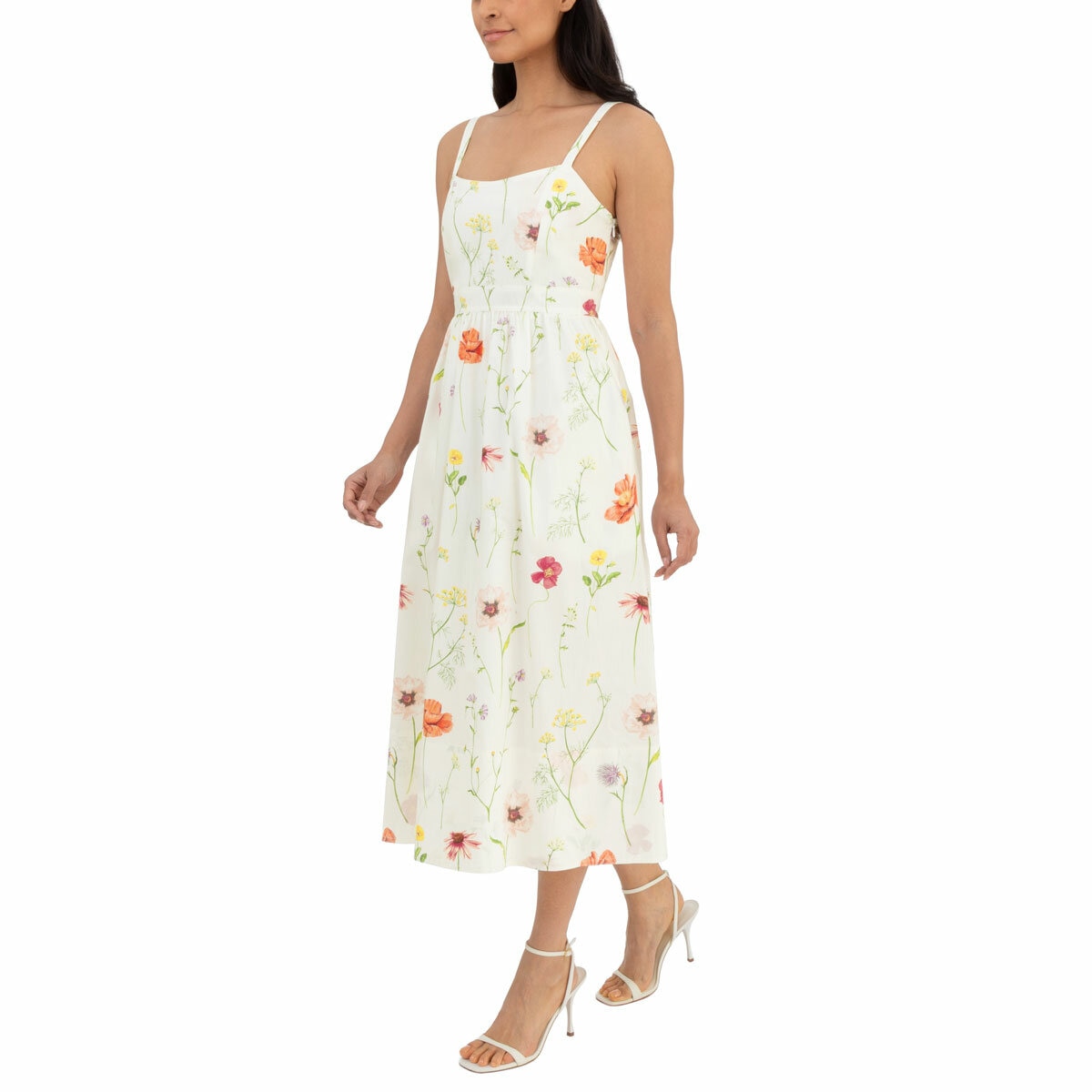Wellworn Ladies Poplin Dress in White Floral