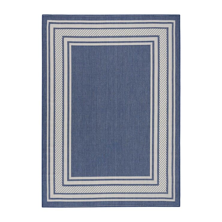 Nourison Horizon Border Navy Indoor Outdoor Rug, in 2 Sizes