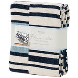 Berkshire Blue Striped Chenille Throw, 152 x 178 cm