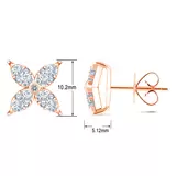 0.90ctw Flower Stud Diamond Earrings, 14k Rose Gold