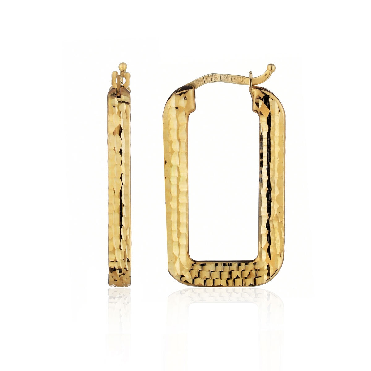 14ct Yellow Gold Rectangular Hoop Earrings