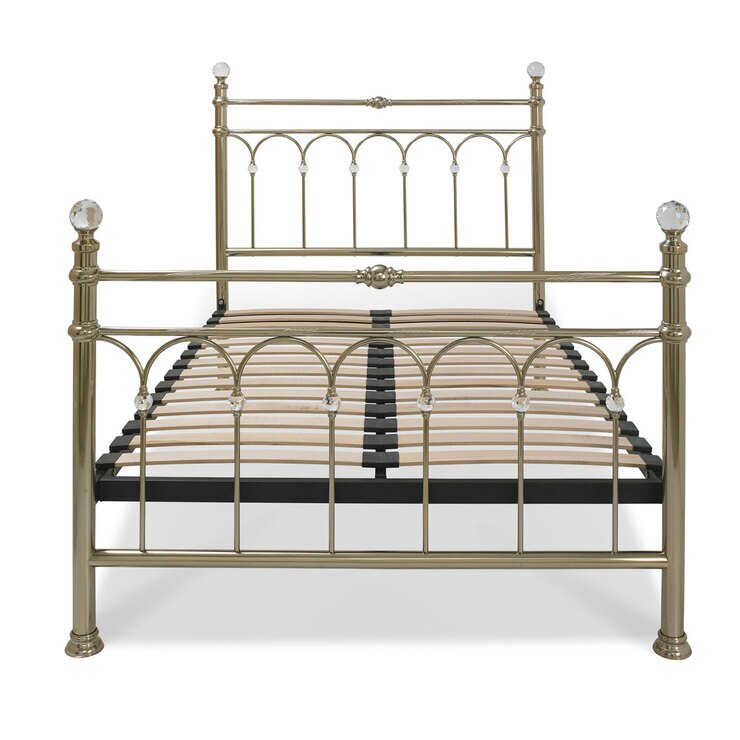 Bentley Cristina Champagne Brass Finish Metal Bed Frame, King Size