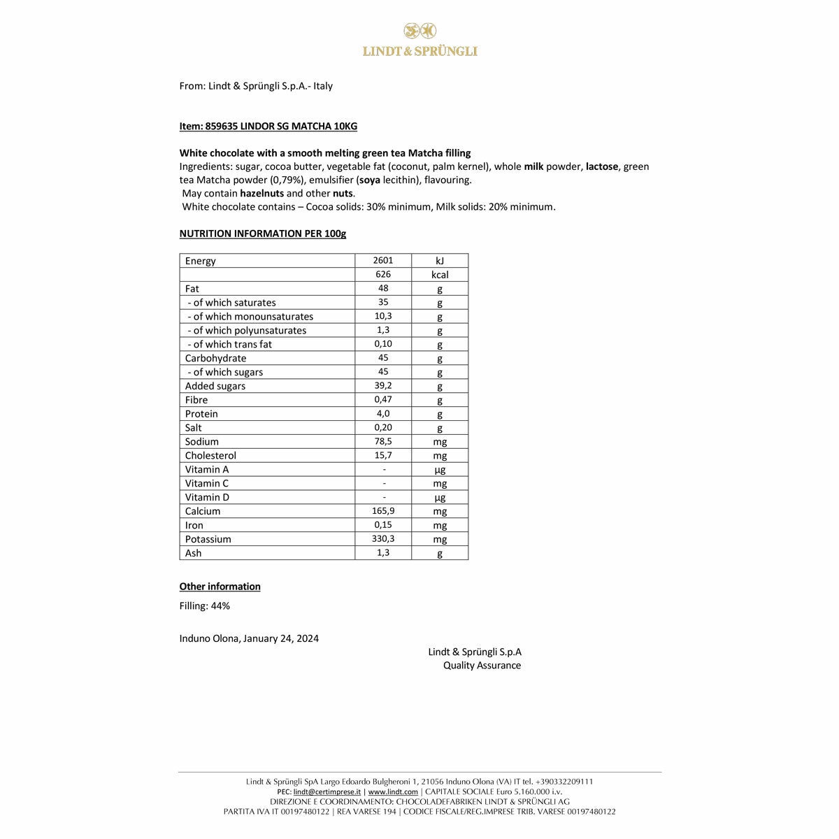 Nutritional Information Nutritional Information