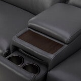 Aiden & Ivy Karson Dark Grey Leather Power Reclining Sectional Sofa
