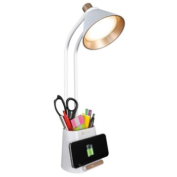 OttLite LED Desk Organiser Lamp with Wireless Charging Stand