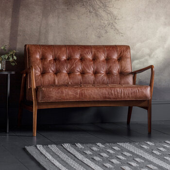 Gallery Humber Vintage Brown Leather 2 Seater Sofa