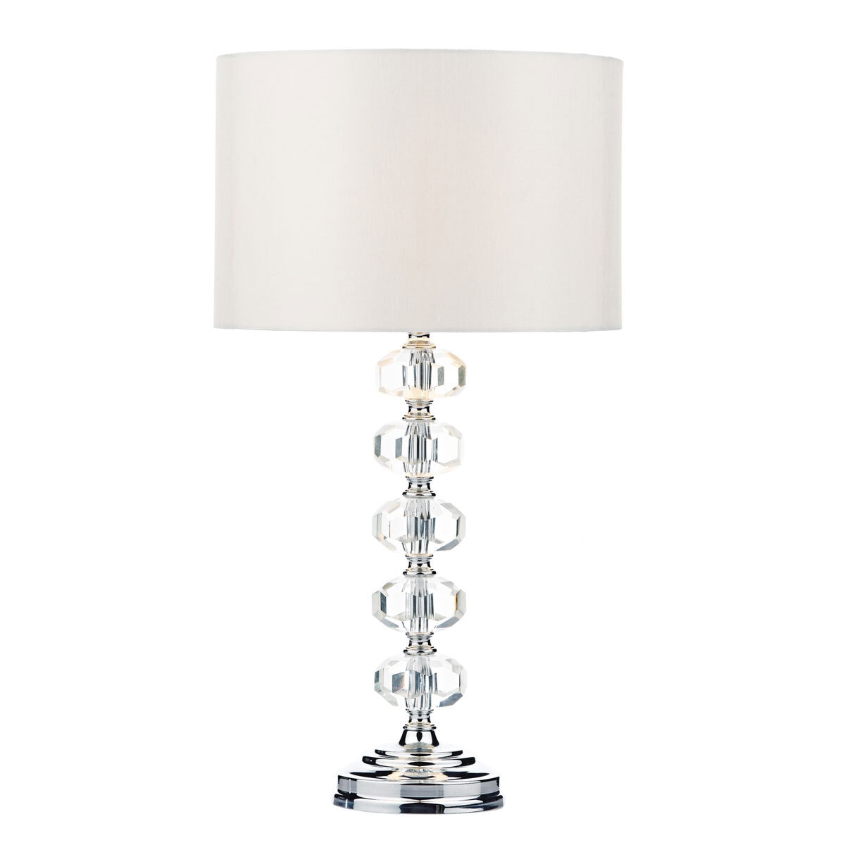 Oleana Polished Chrome Crystal Table Lamp with Shade