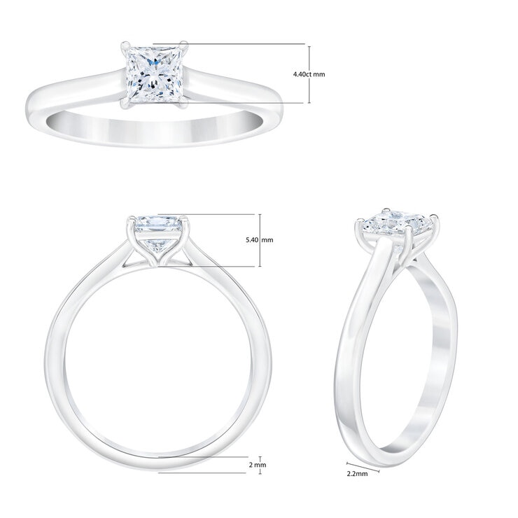 0.70ct Princess Cut Diamond Solitaire Ring, Platinum 0.70ct Princess Cut Diamond Solitaire Ring, Platinum