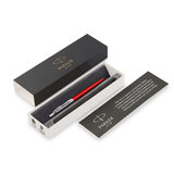 Parker Jotter Retractable Ballpoint Pen in Stainless Steel with a Red Trim