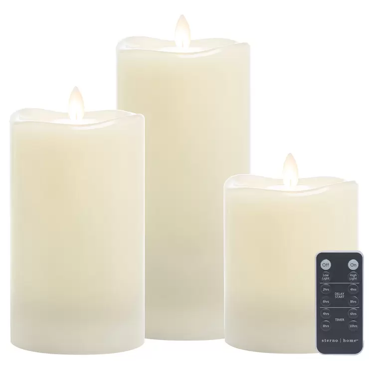 Sterno Home LED Wax Pillar Statement Candles 3 Pack