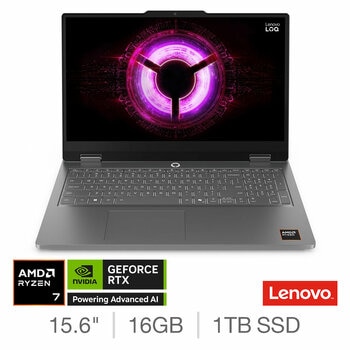 Lenovo LOQ 15ARP11, AMD Ryzen 7, 16GB RAM, 1TB SSD, NVIDIA GeForce RTX 5050, 15.6 Inch, Gaming Laptop, 83VA0007UK