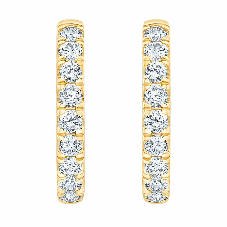 0.50ctw Round Brilliant Cut Diamond Hoop Earrings, 14ct Yellow Gold
