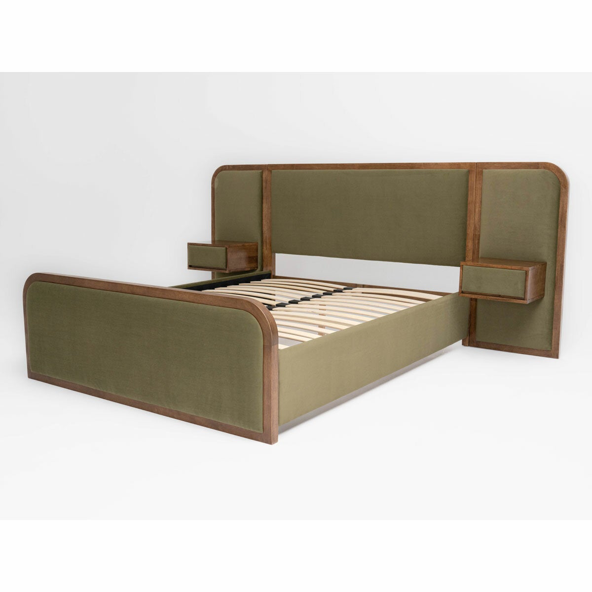 Travis Bed Green Velvet Bed Frame, King Size