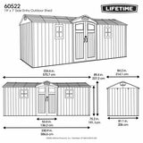 Lifetime 19ft x 7ft (5.7 x 2.1m) Outdoor Storage Shed - Model 60522