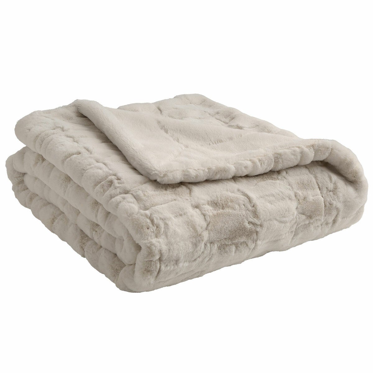 Safdie Luxury Faux Rabbit Fur Cream Throw, 127 x 178 cm