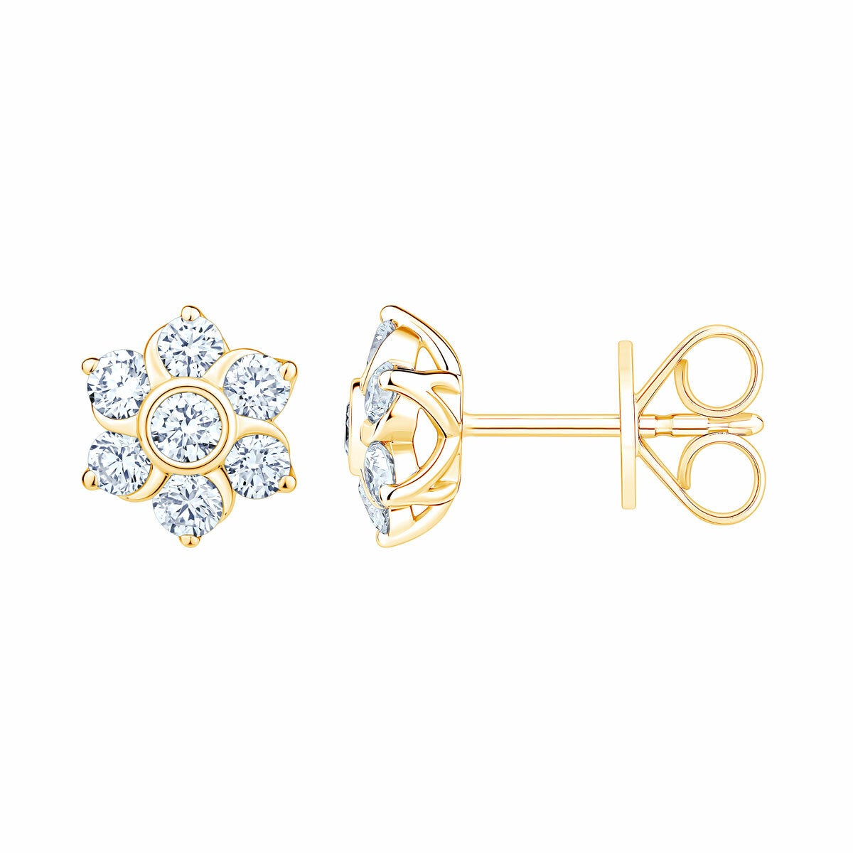 0.65ctw Round Brilliant Cut Diamond Daisy Earrings, 14ct Yellow Gold 0.65ctw Round Brilliant Cut Diamond Daisy Earrings, 14ct Yellow Gold