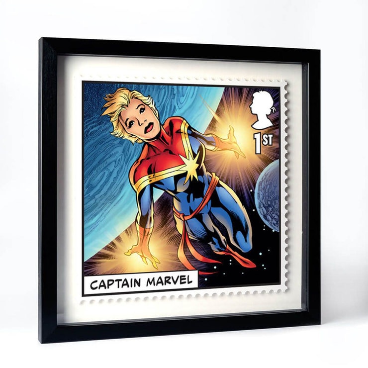 Captain Marvel framed stamps