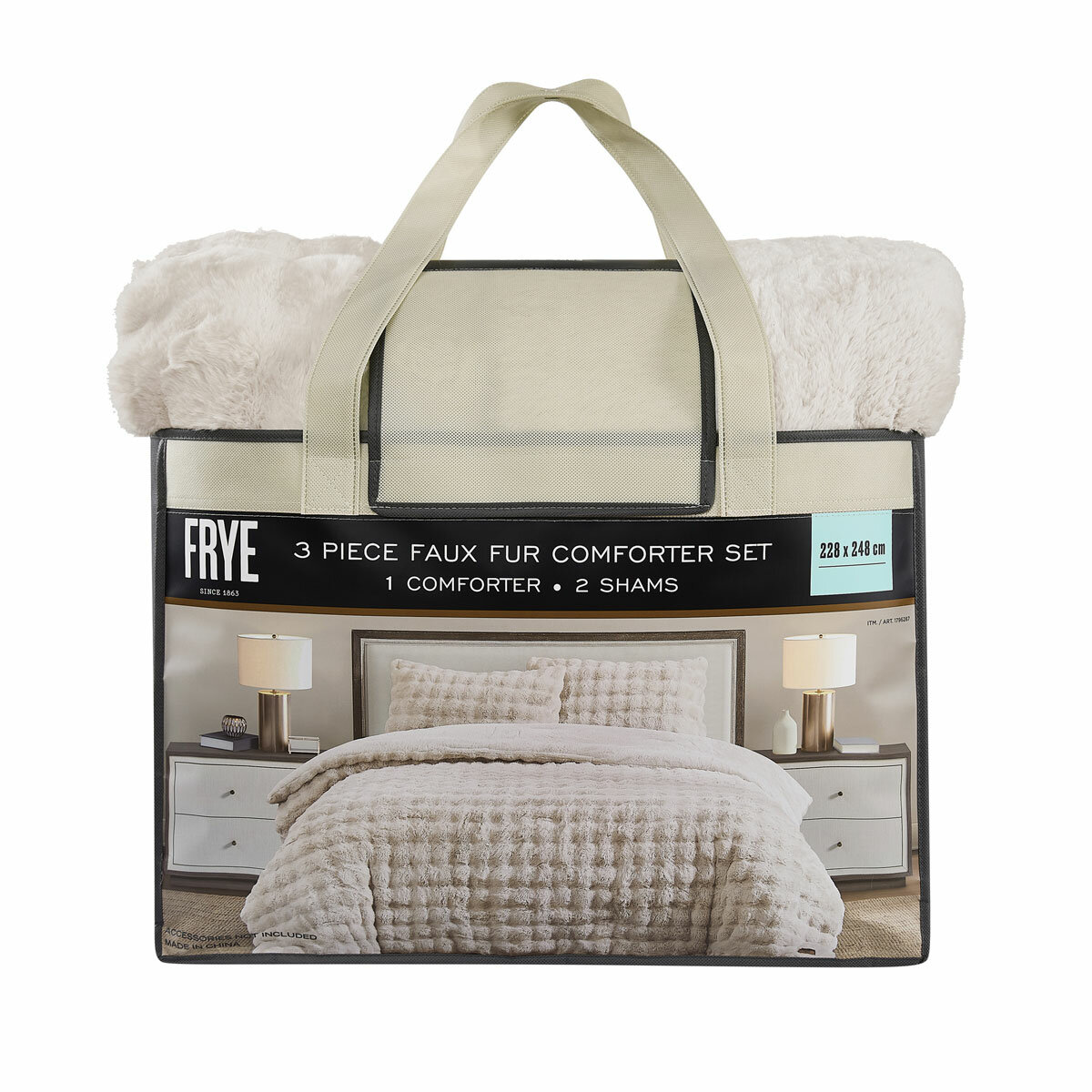 FRYE Faux Fur Cream 3 Piece Comforter Set FRYE Faux Fur Cream 3 Piece Comforter Set