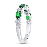 Lab Emerald & 0.25ctw Diamond Ring, 18ct White Gold