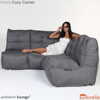 Ambient Lounge Mod3 Cosy Corner Sofa Outdoor Bean Bag in Dark Grey