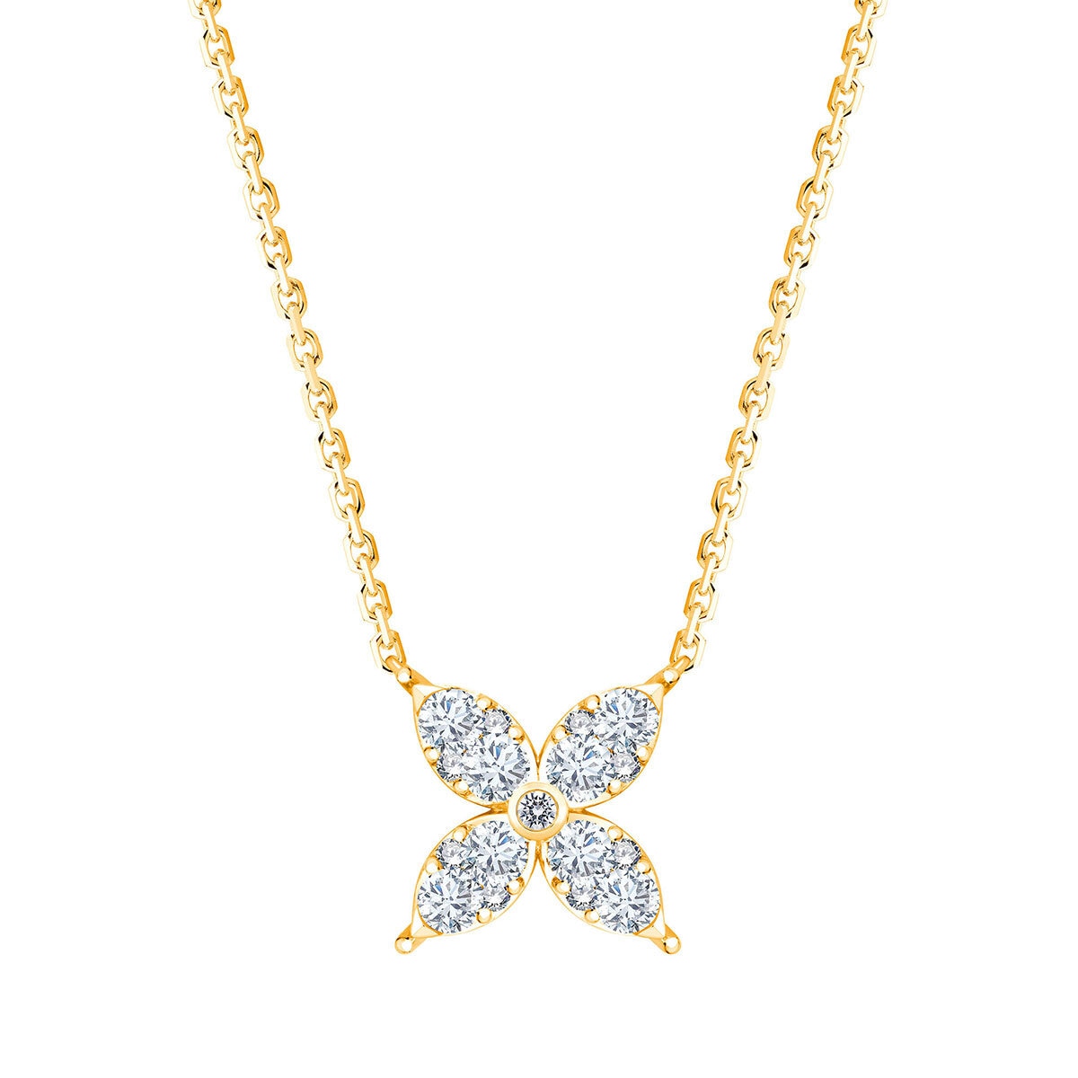 0.50ctw Round Brilliant Cut Diamond Flower Necklace 14ct