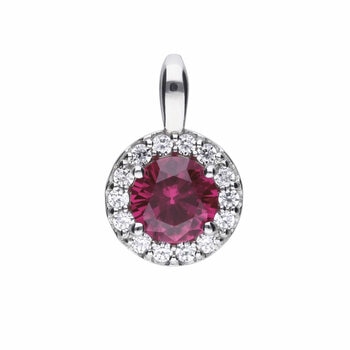 Diamonfire Sterling Silver Round Zirconia Red Pendant