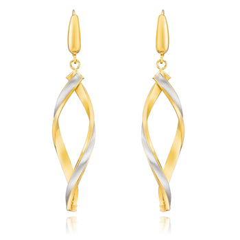 14ct Two Tone Gold Twisted Earrings
