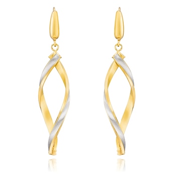 14ct Two Tone Gold Twisted Earrings