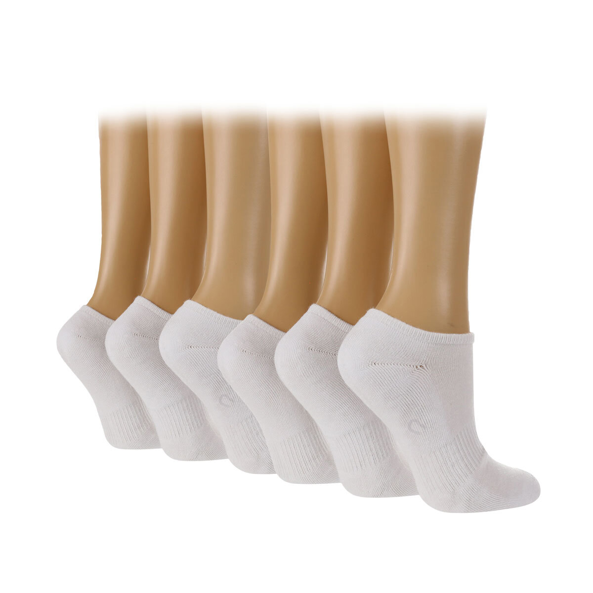 Glenmuir Women's 2 x 3 Pack Bamboo Cushioned Trainer Socks in White, Size 4-8