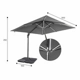 Stone Garden 10ft (3m) LED Cantilever Umbrella in Grey