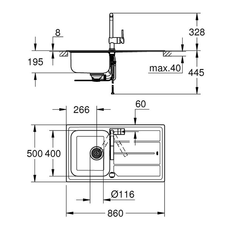 GROHE K500 Stainless Steel Kitchen Sink and Minta SingleLever Mixer