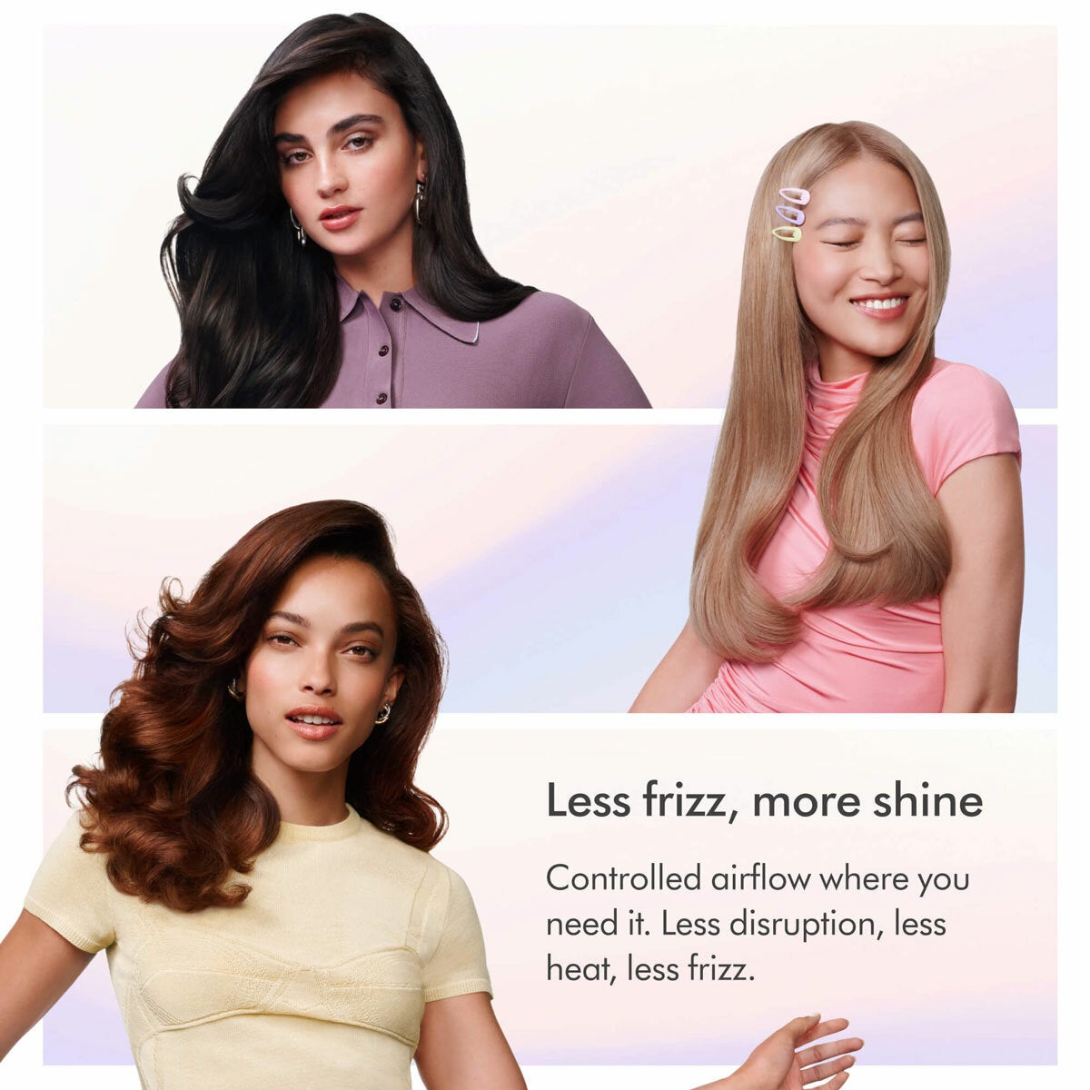 Image of models after using the styling brush Image of models after using the styling brush