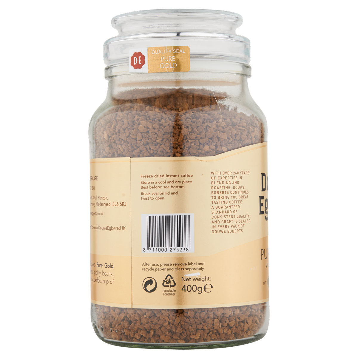 Douwe Egberts Pure Gold Instant Coffee Granules, 400g
