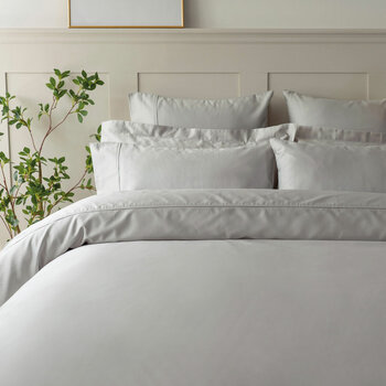 Belledorm 600 Thread Count Cotton Grey Duvet Cover Set in 3 Sizes