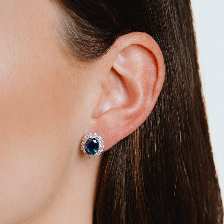 DiamonFire Sterling Silver Oval Cubic Zirconia Stud Earrings With Surround DiamonFire Sterling Silver Oval Cubic Zirconia Stud Earrings With Surround