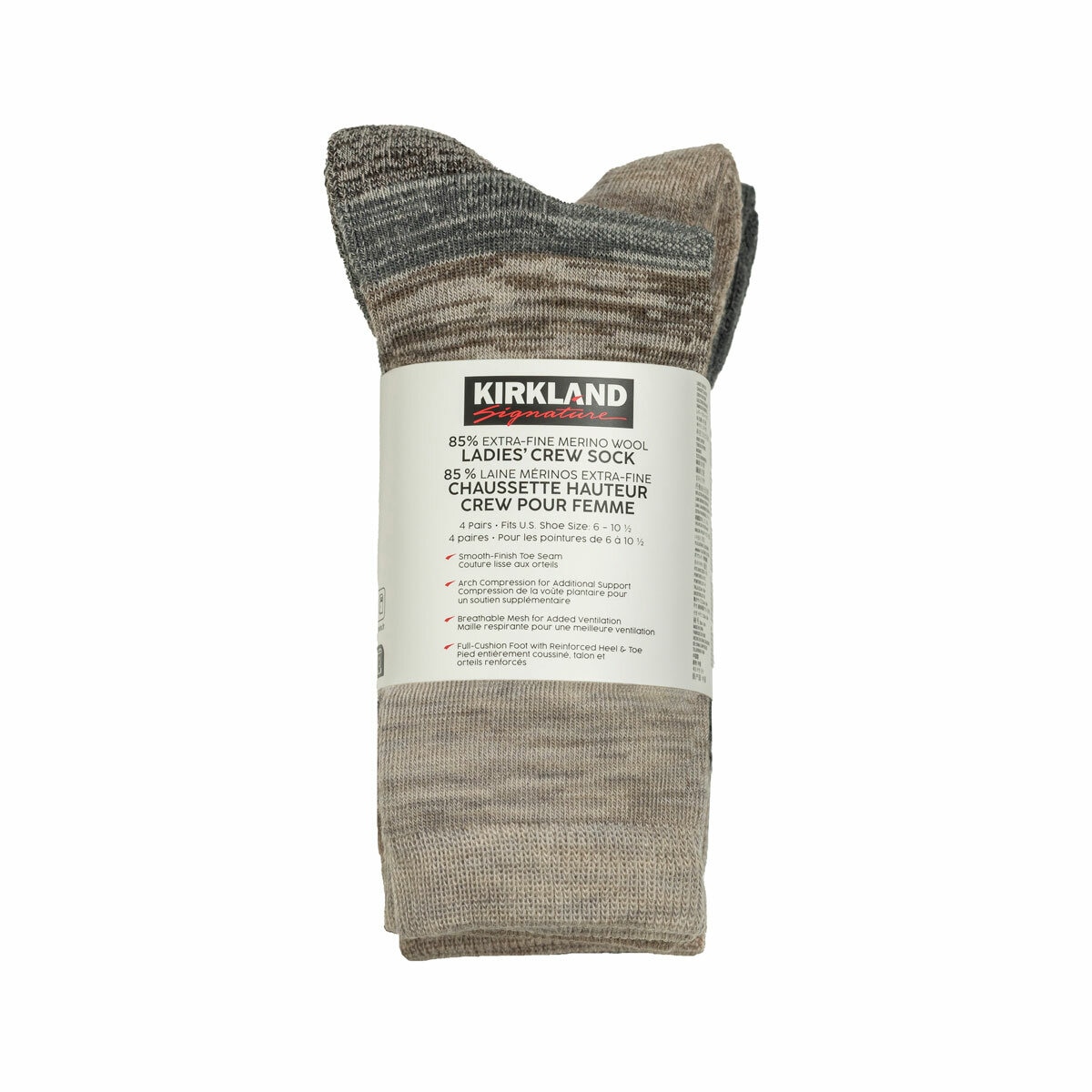 Kirkland Signature Ladies Merino Wool Blend Sock, 4 Pack