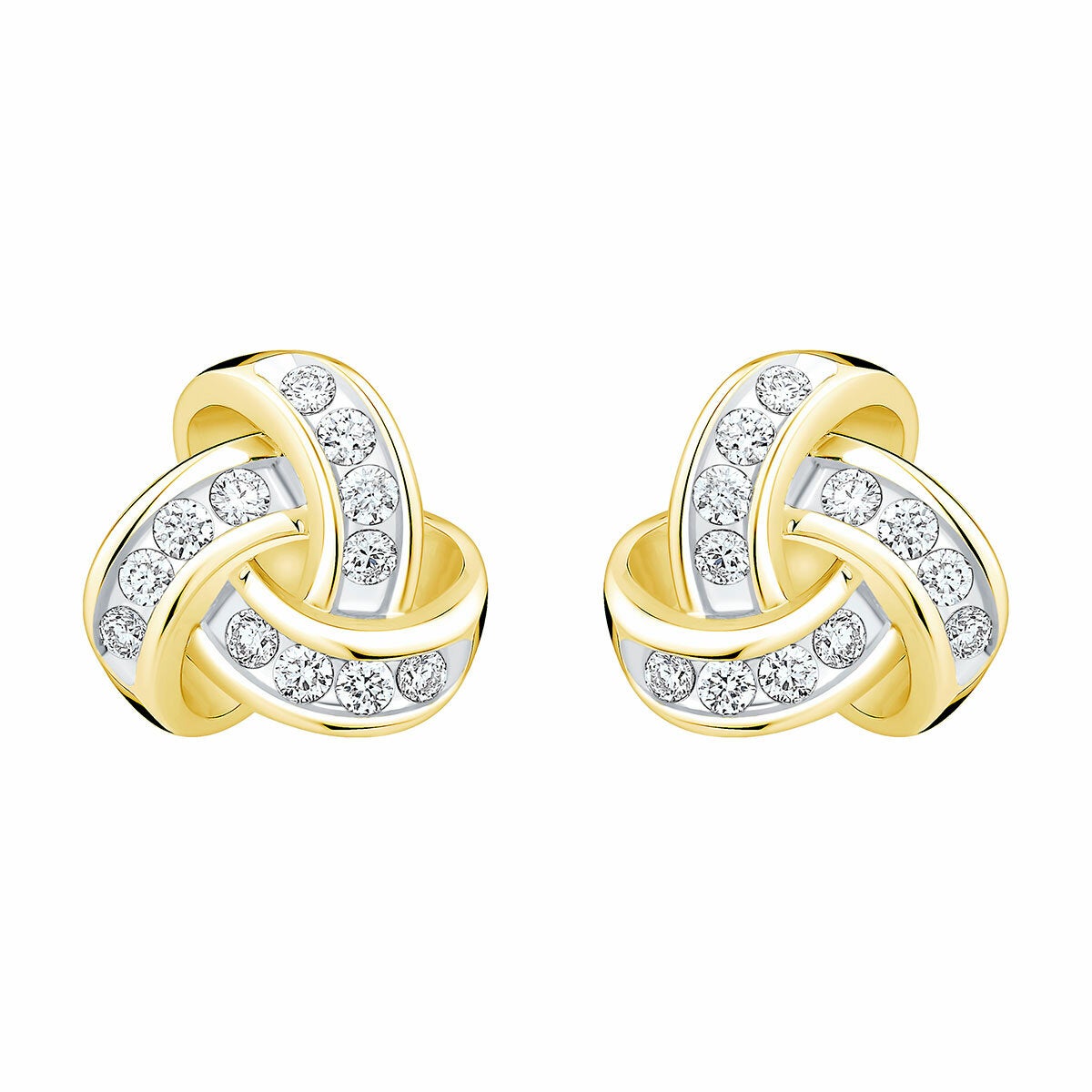 0.15ctw Round Brilliant Cut Diamond Knot Earrings, 14ct Yellow Gold 0.15ctw Round Brilliant Cut Diamond Knot Earrings, 14ct Yellow Gold