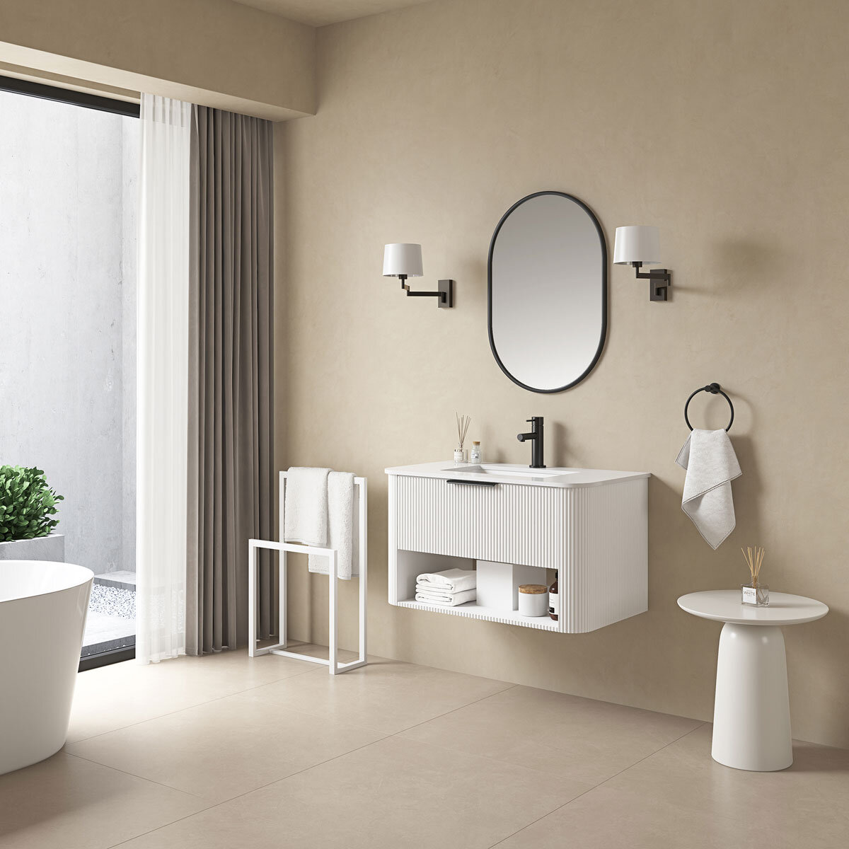 Angled lifestyle of Ove Bella 900mm in White