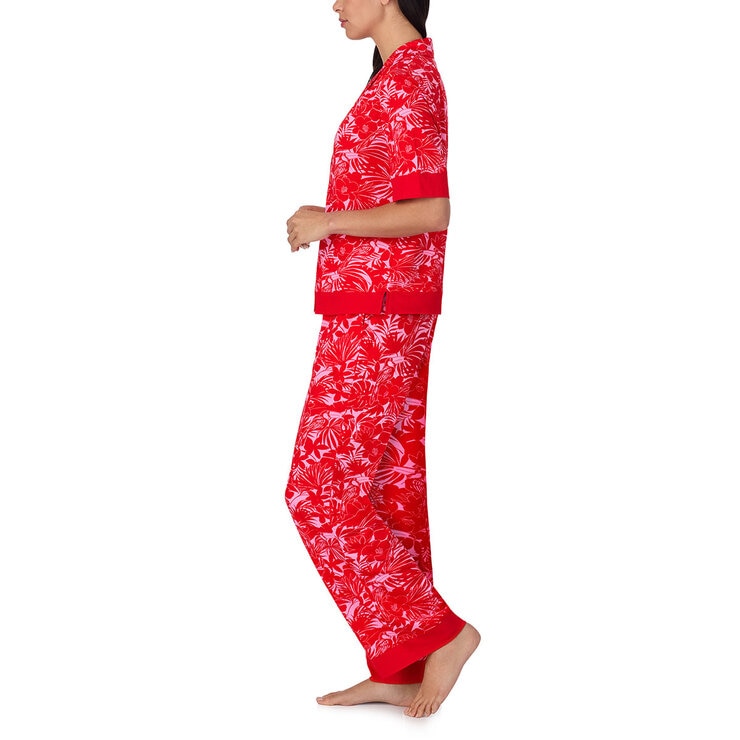 Room Service Ladies Notch Collar Pyjama Set in Red