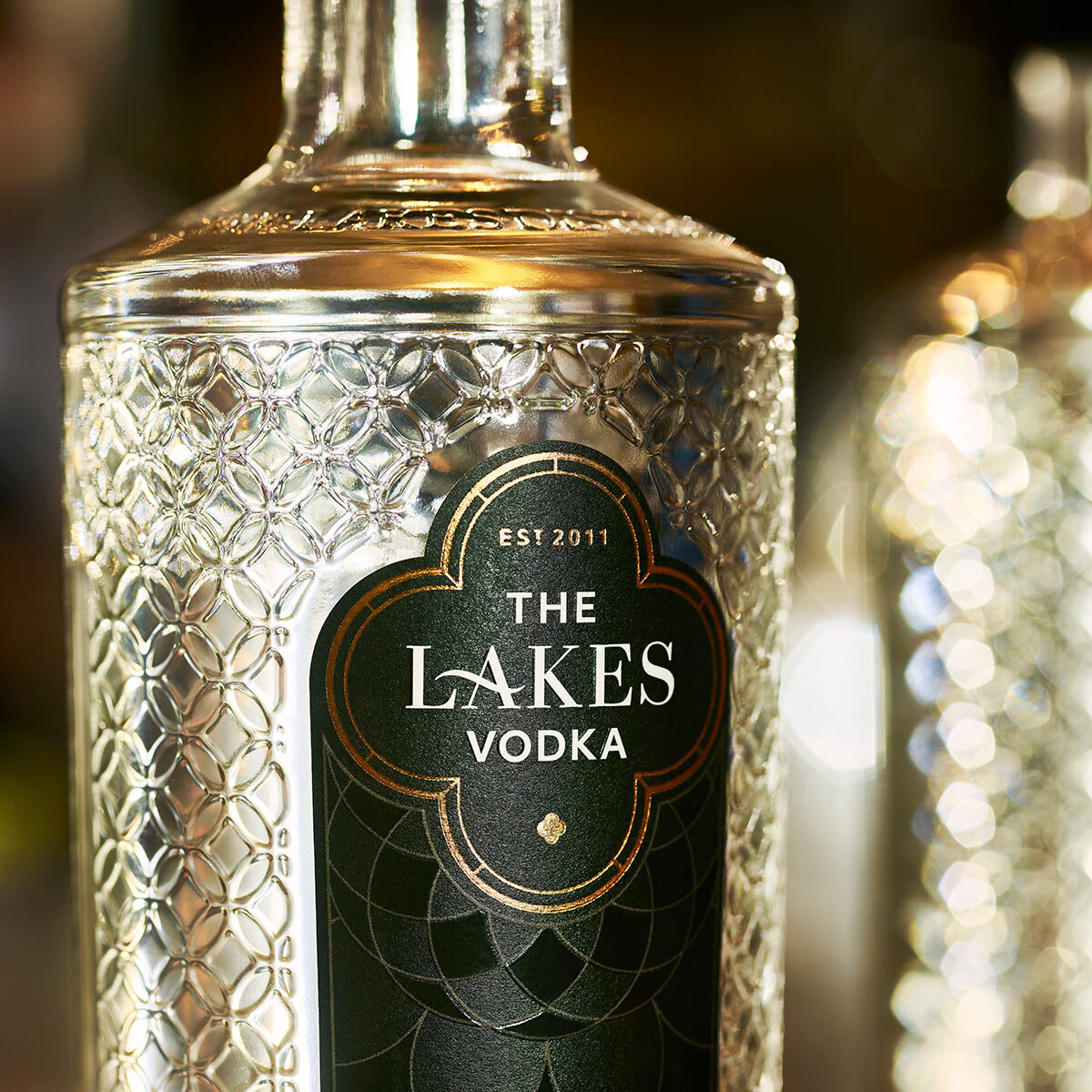 A close up of the lakes vodka logo