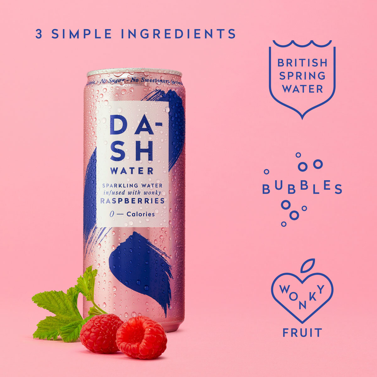 Lifestyle image of can with information on pink background