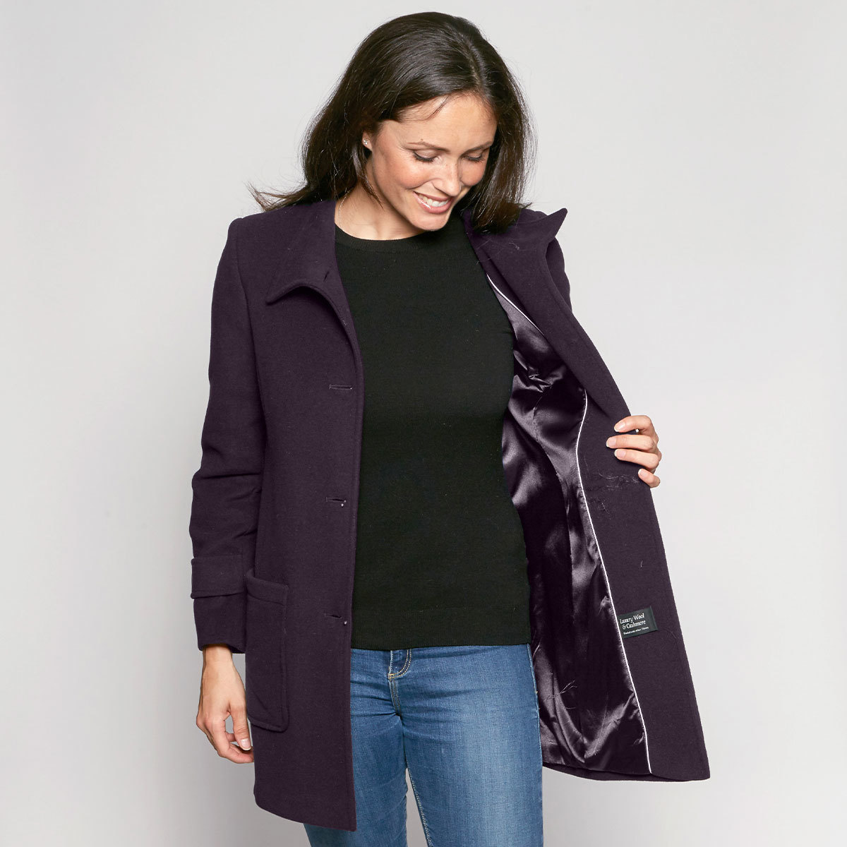 David Barry Women's Cashmere Mix Coat in Grape Costco UK