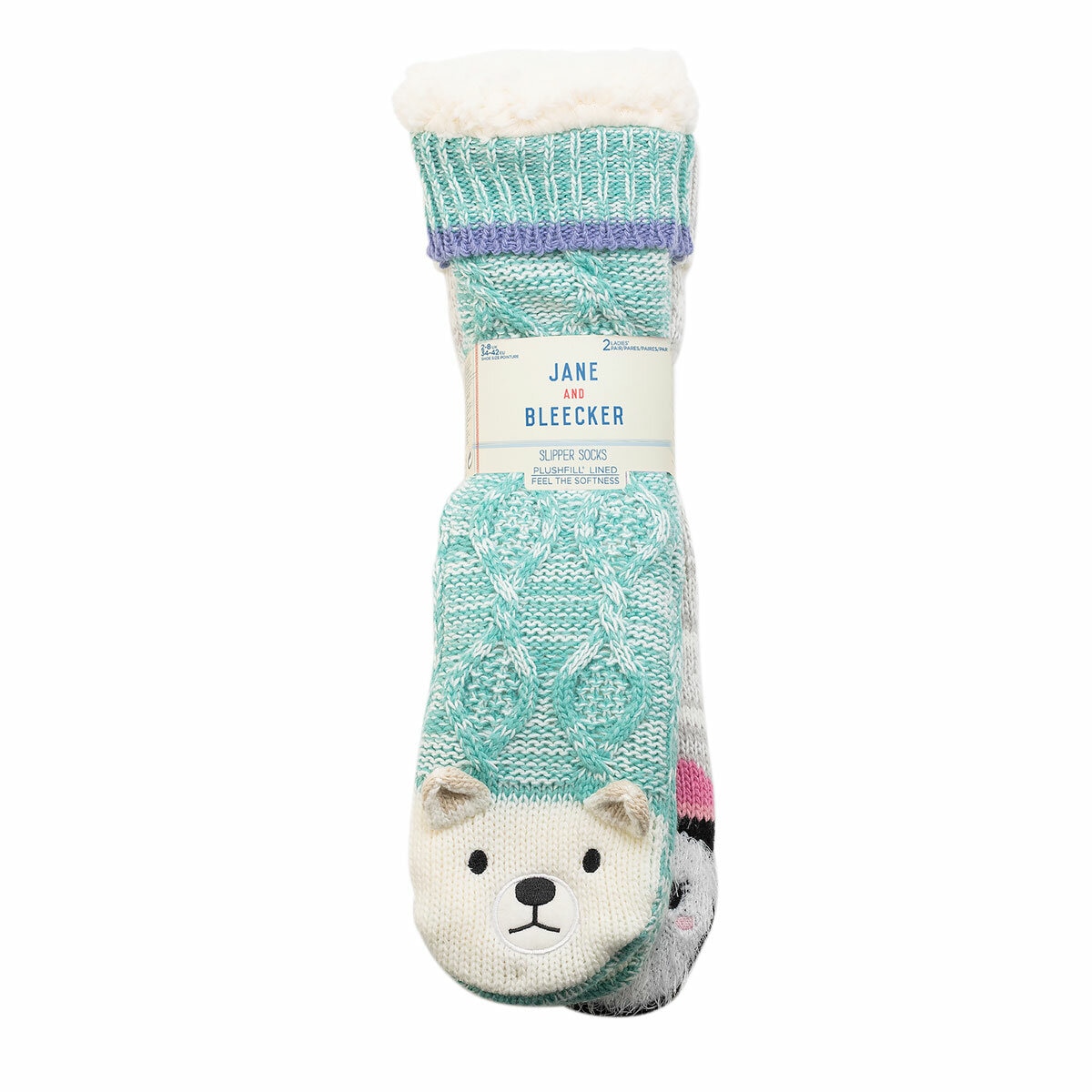 Jane & Bleecker Ladie's Critter Sock 2 Pack in Polar Bear and Pengiun