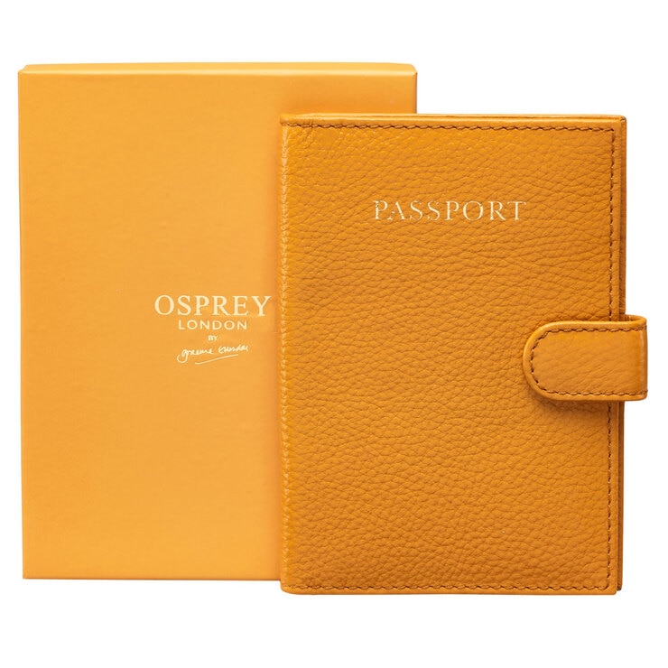 Osprey London Tilly Leather Passport Holder, Mustard Osprey London Tilly Leather Passport Holder, Mustard