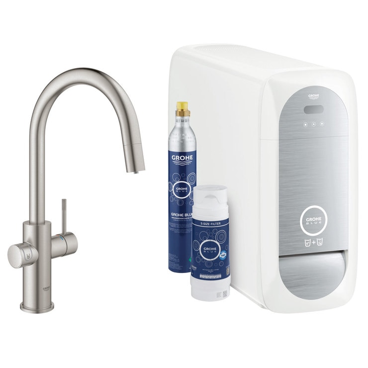 GROHE Blue Home CSpout Filter Tap, Cool & Sparkling Water Kit in