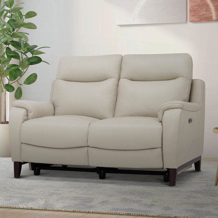 Gilman Creek Barrett 2 Seater Light Grey Leather Power Reclining Sofa